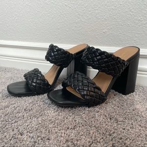 Black Textured Strap Heel